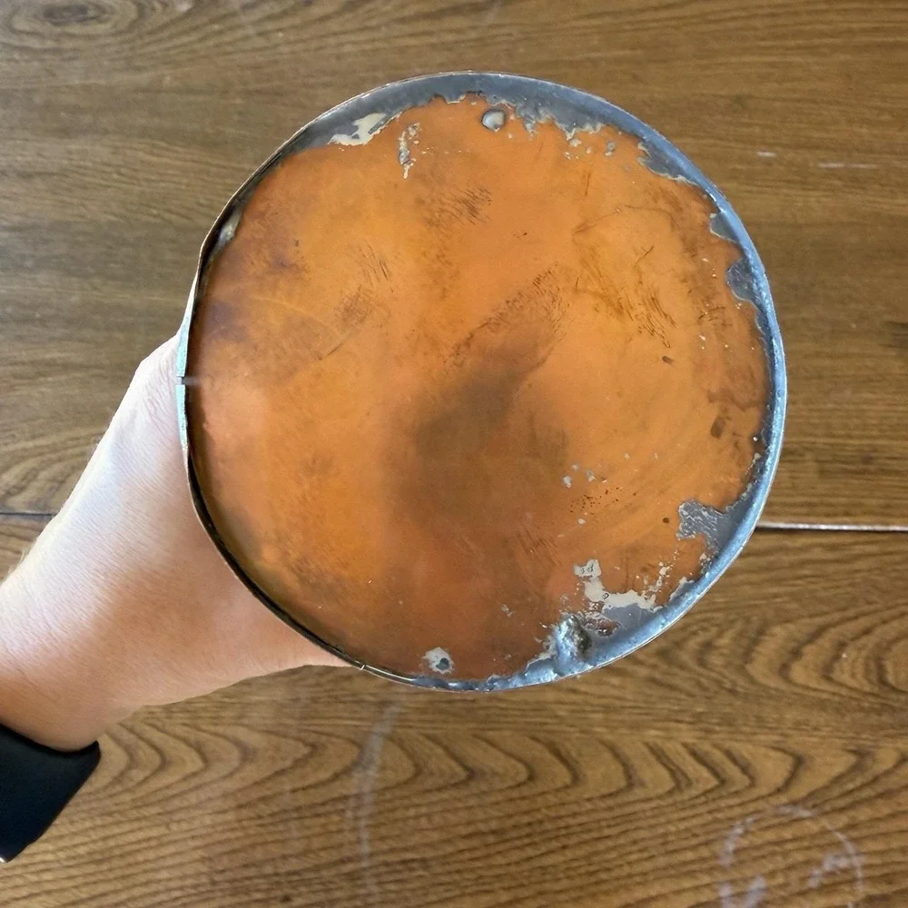 Vintage Copper Chamberstick Candle Holder High Back 8
